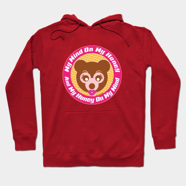 Honey on My Mind Lady Honey Bear Hoodie by MikeCottoArt